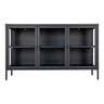 Comoda cu 3 usi de sticla, din otel negru Brisbane 140x40x85 cm