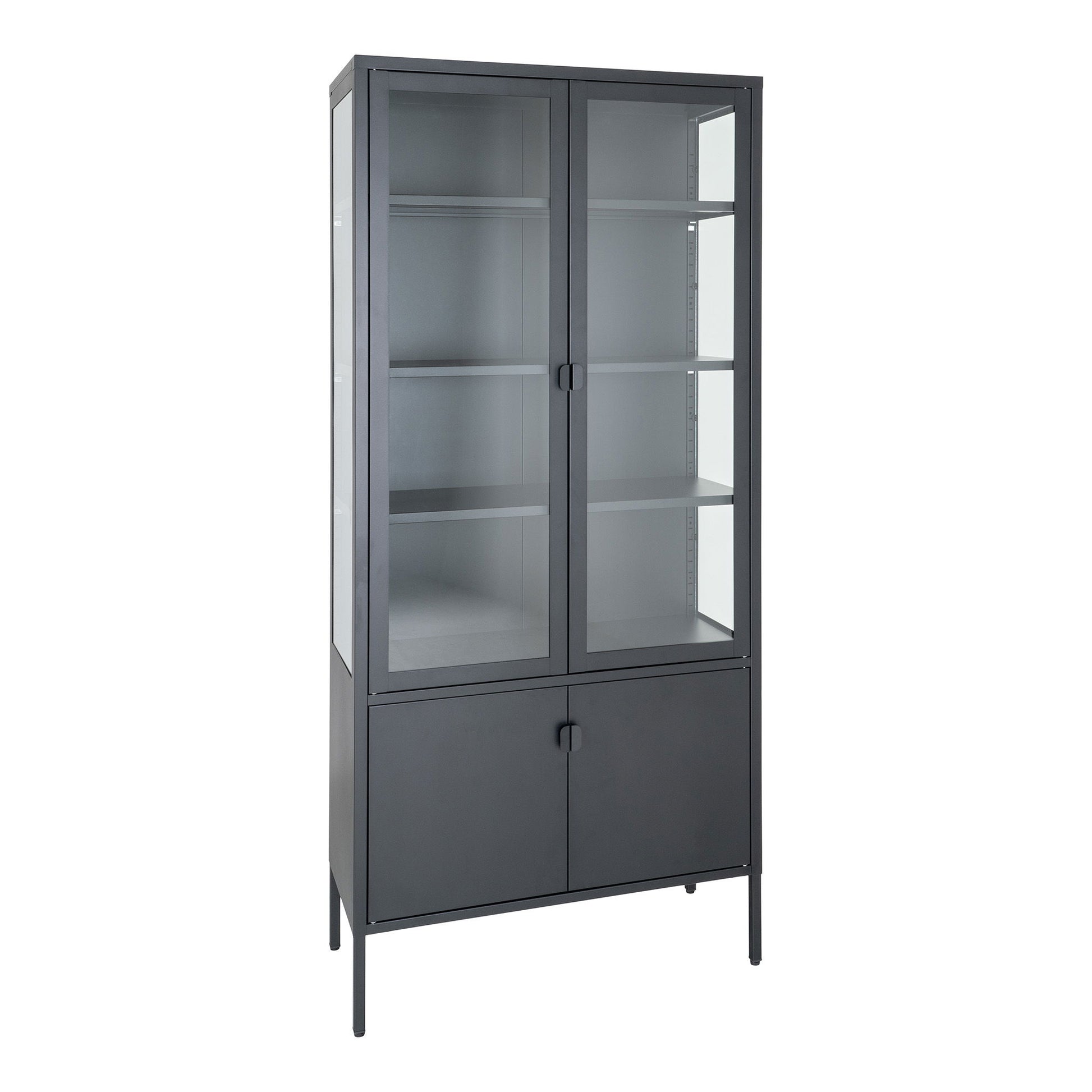 Vitrina cu 4 usi, otel, negru 80x35x180 cm