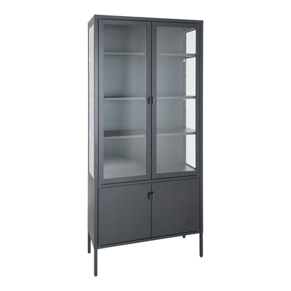 Vitrina cu 4 usi, otel, negru 80x35x180 cm