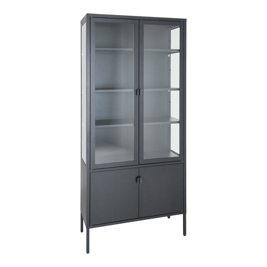 Vitrina cu 4 usi, otel, negru 80x35x180 cm