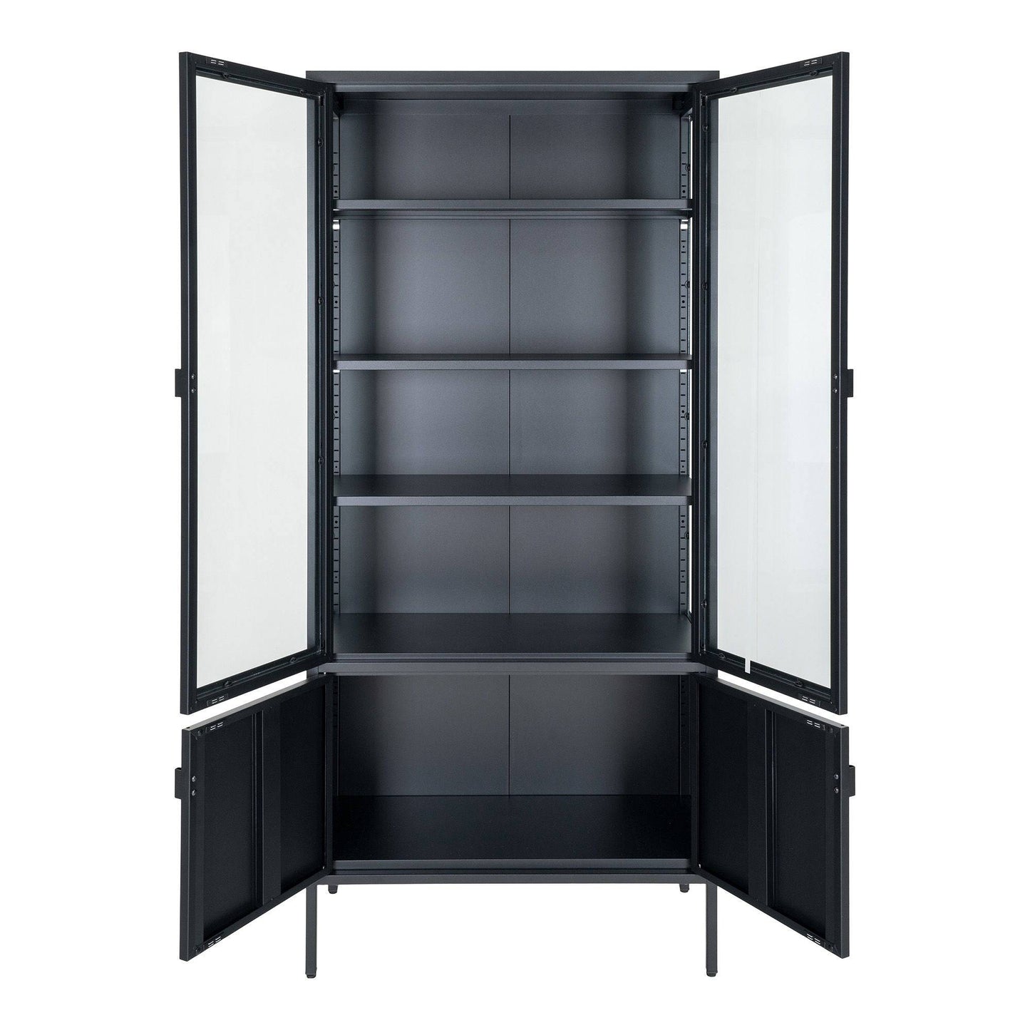 Vitrina cu 4 usi, otel, negru 80x35x180 cm