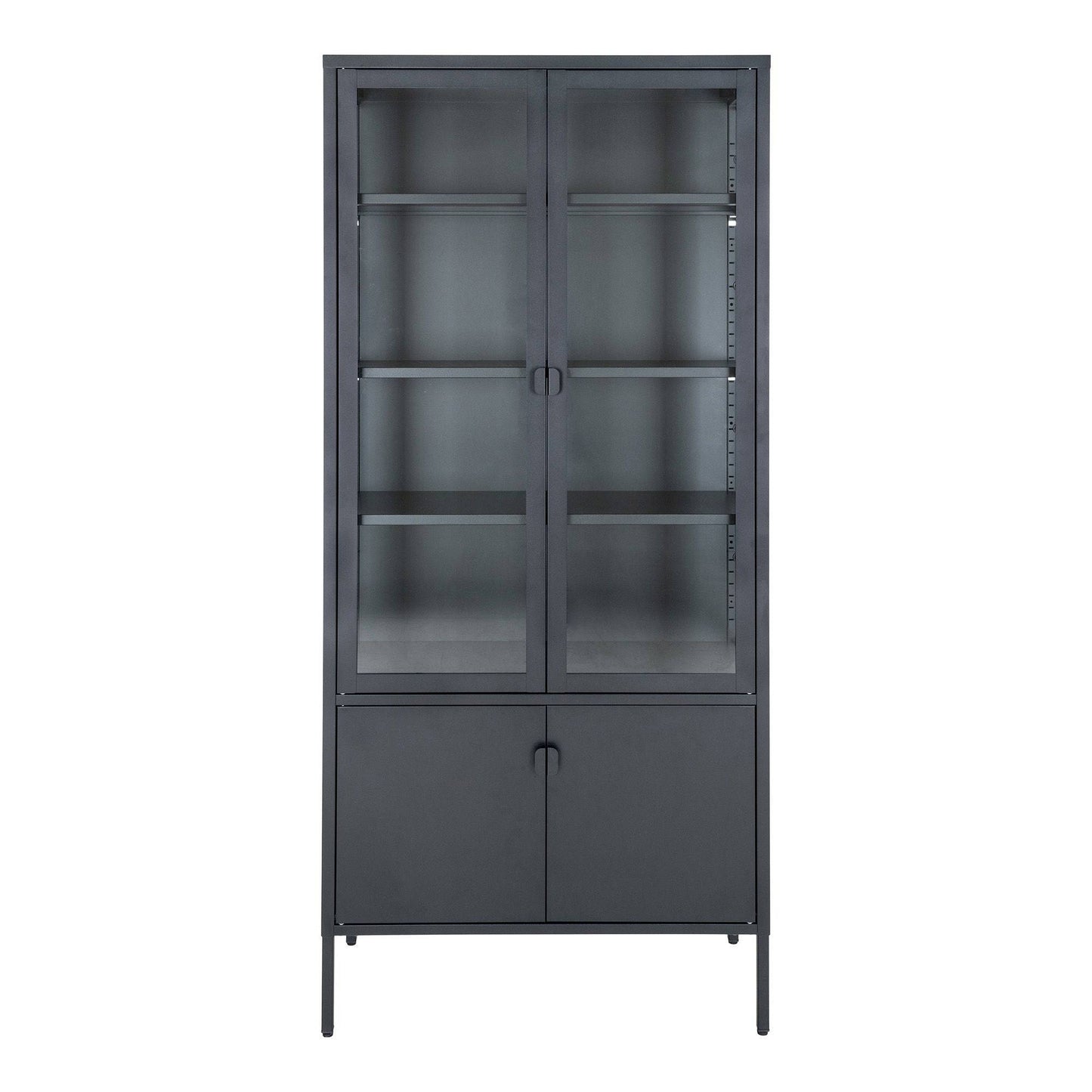 Vitrina cu 4 usi, otel, negru 80x35x180 cm