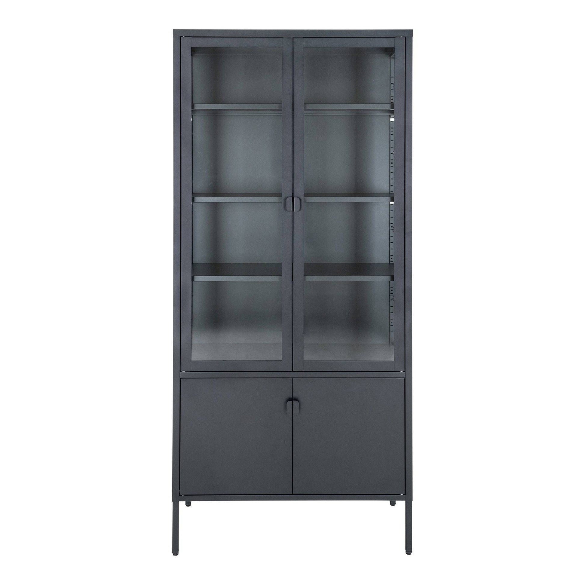 Vitrina cu 4 usi, otel, negru 80x35x180 cm