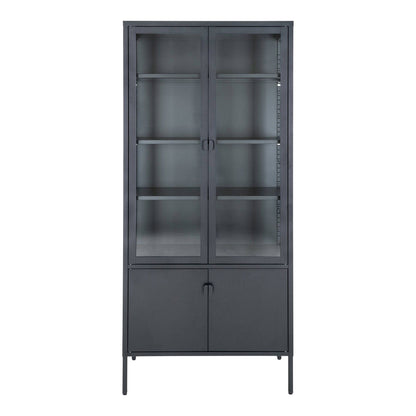 Vitrina cu 4 usi, otel, negru 80x35x180 cm