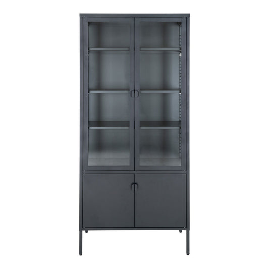 Vitrina cu 4 usi, otel, negru 80x35x180 cm