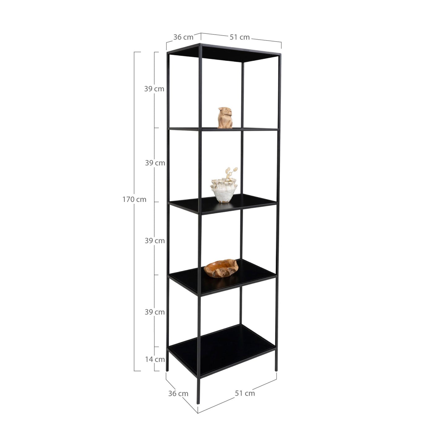 Etajera cu 5 rafturi, negru, rama neagra