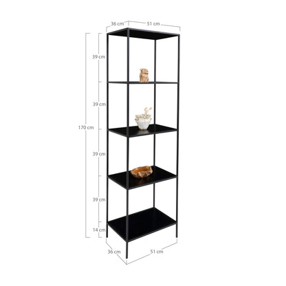 Etajera cu 5 rafturi, negru, rama neagra