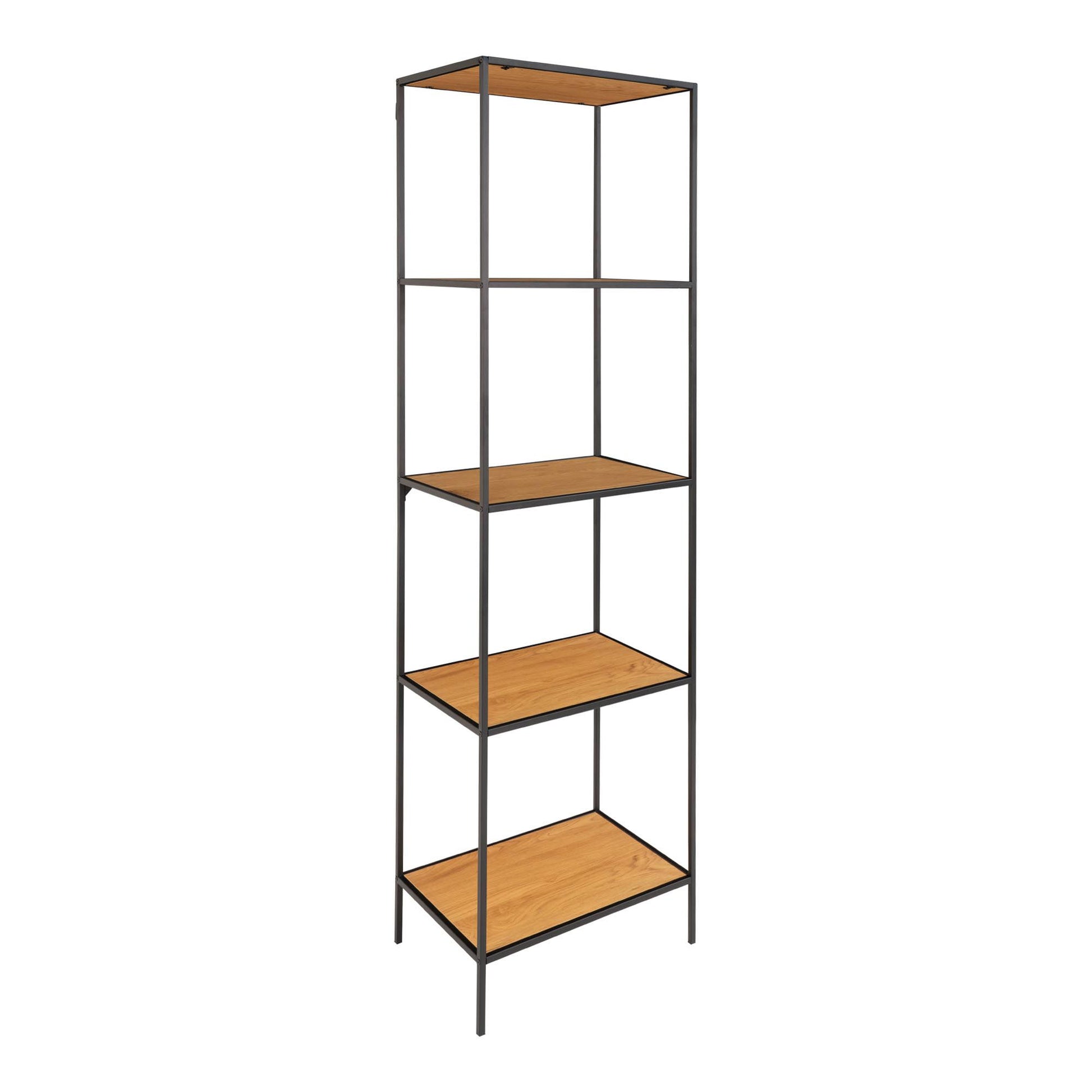 Etajera cu 5 rafturi, aspect stejar, rama neagra