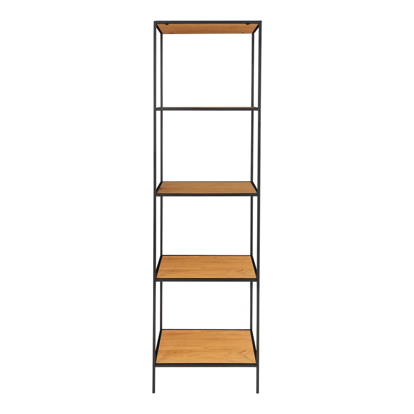 Etajera cu 5 rafturi, aspect stejar, rama neagra