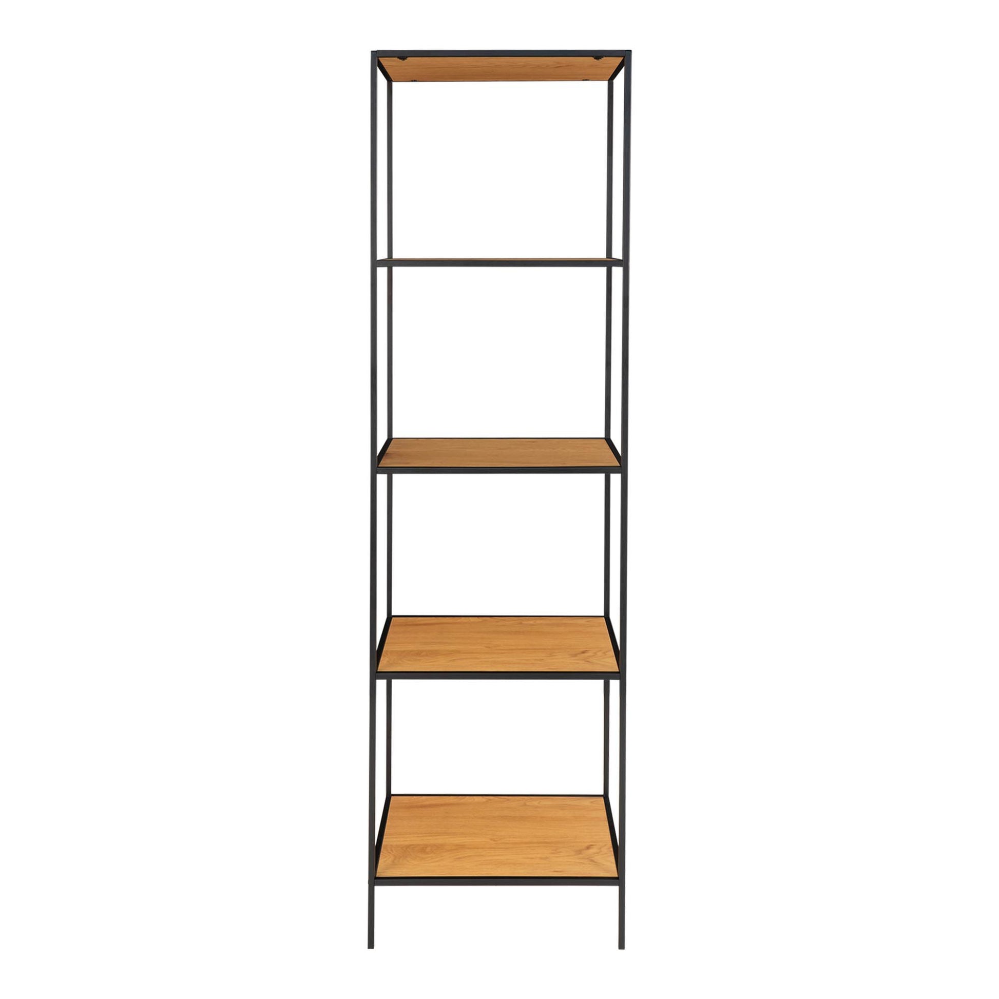 Etajera cu 5 rafturi, aspect stejar, rama neagra