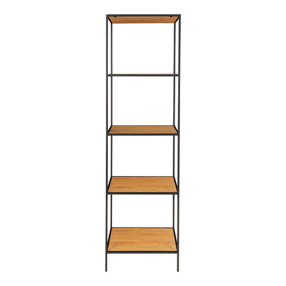 Etajera cu 5 rafturi, aspect stejar, rama neagra