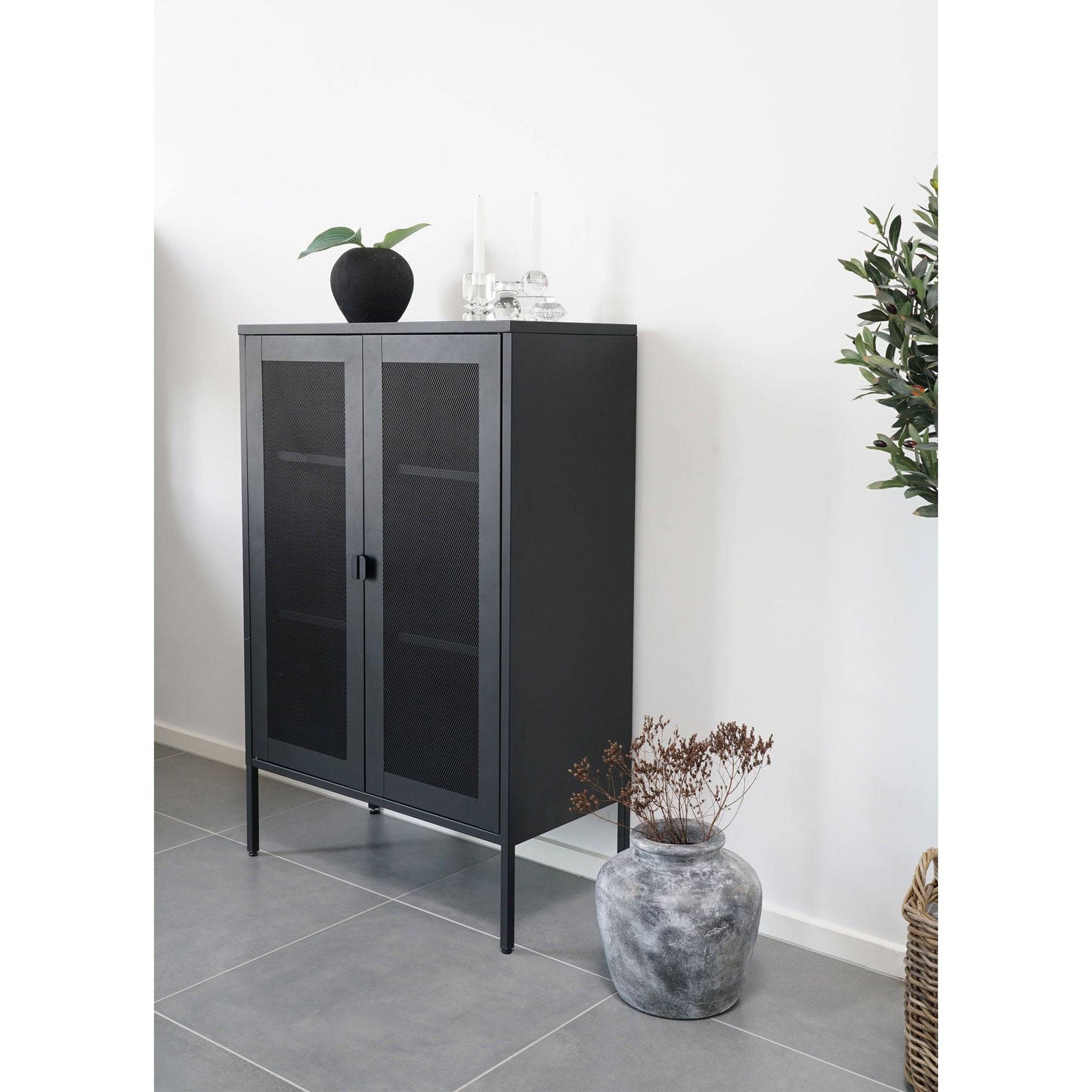  Dulap cu 2 usi mesh, otel, negru