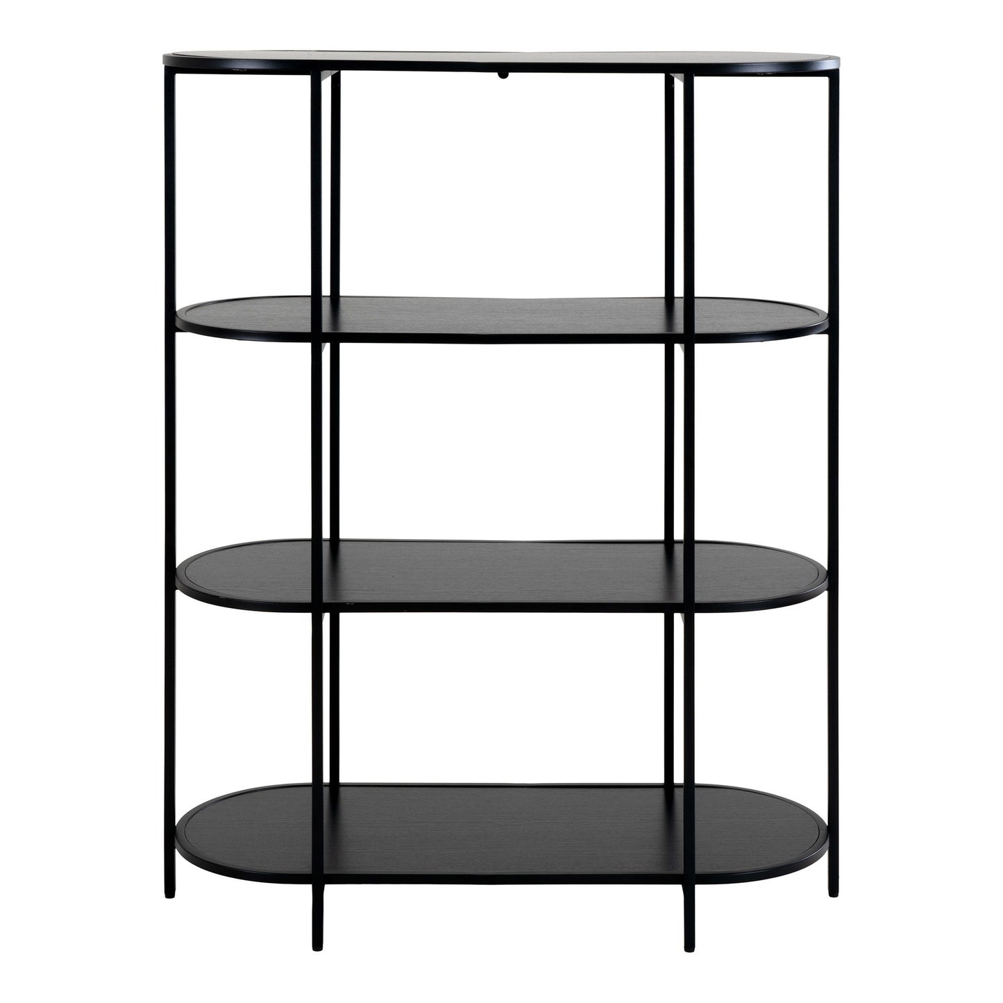  Etajera ovala cu 4 rafturi, negru, rama neagra