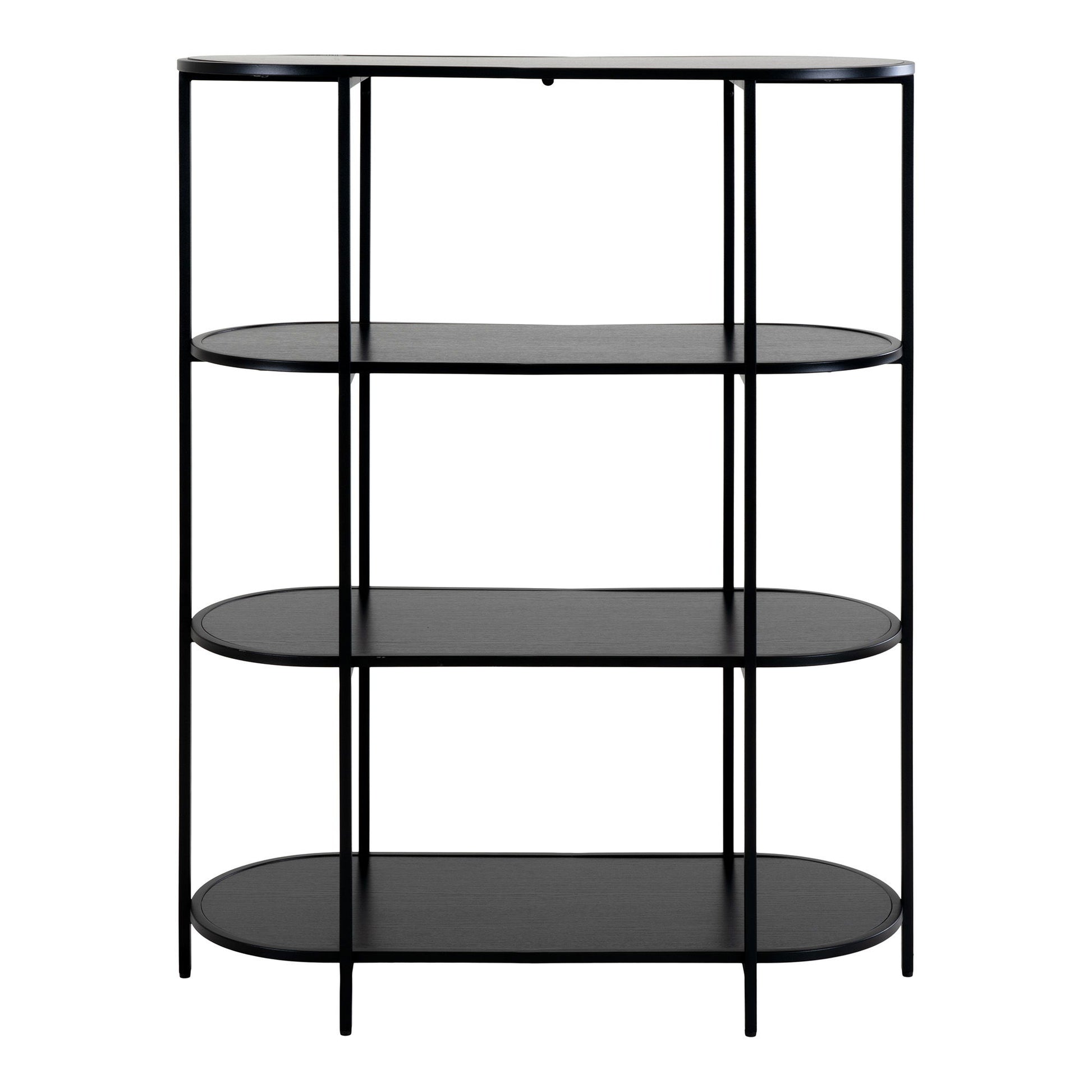  Etajera ovala cu 4 rafturi, negru, rama neagra