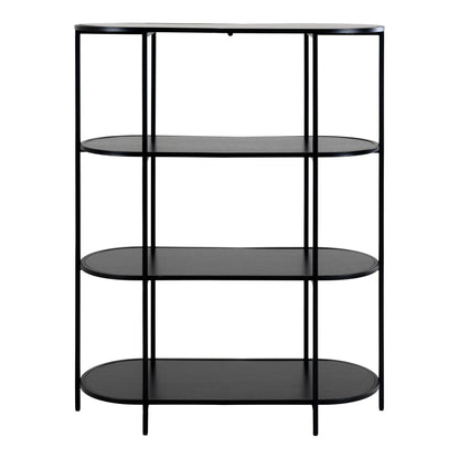  Etajera ovala cu 4 rafturi, negru, rama neagra