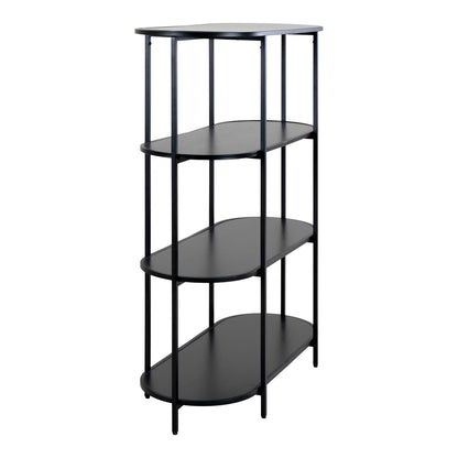  Etajera ovala cu 4 rafturi, negru, rama neagra