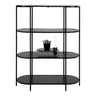 Etajera ovala cu 4 rafturi neagra Vita 85x36x111 cm