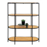 Etajera ovala cu 4 rafturi, aspect stejar, rama neagra Vita 85x36x111 cm