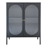 Vitrina Adelaide cu 2 usi din sticla striata, otel negru 90x35x110 cm