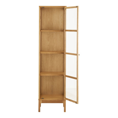 Vitrina cu 1 usa de sticla, stejar/furnir de stejar/sticla calita