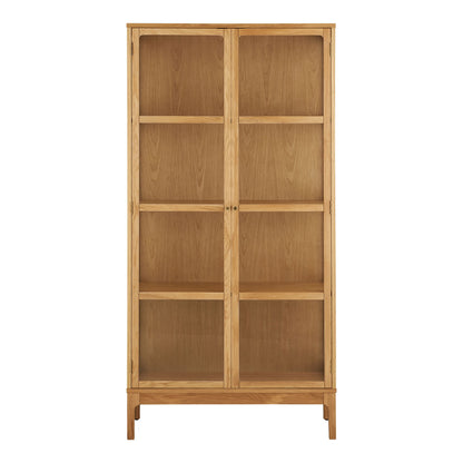 Vitrina cu 2 usi de sticla, 3 rafturi, stejar/furnir de stejar/sticla calita