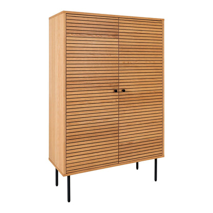  Comoda cu 2 usi, furnir de stejar, natur, picioare metalice negre