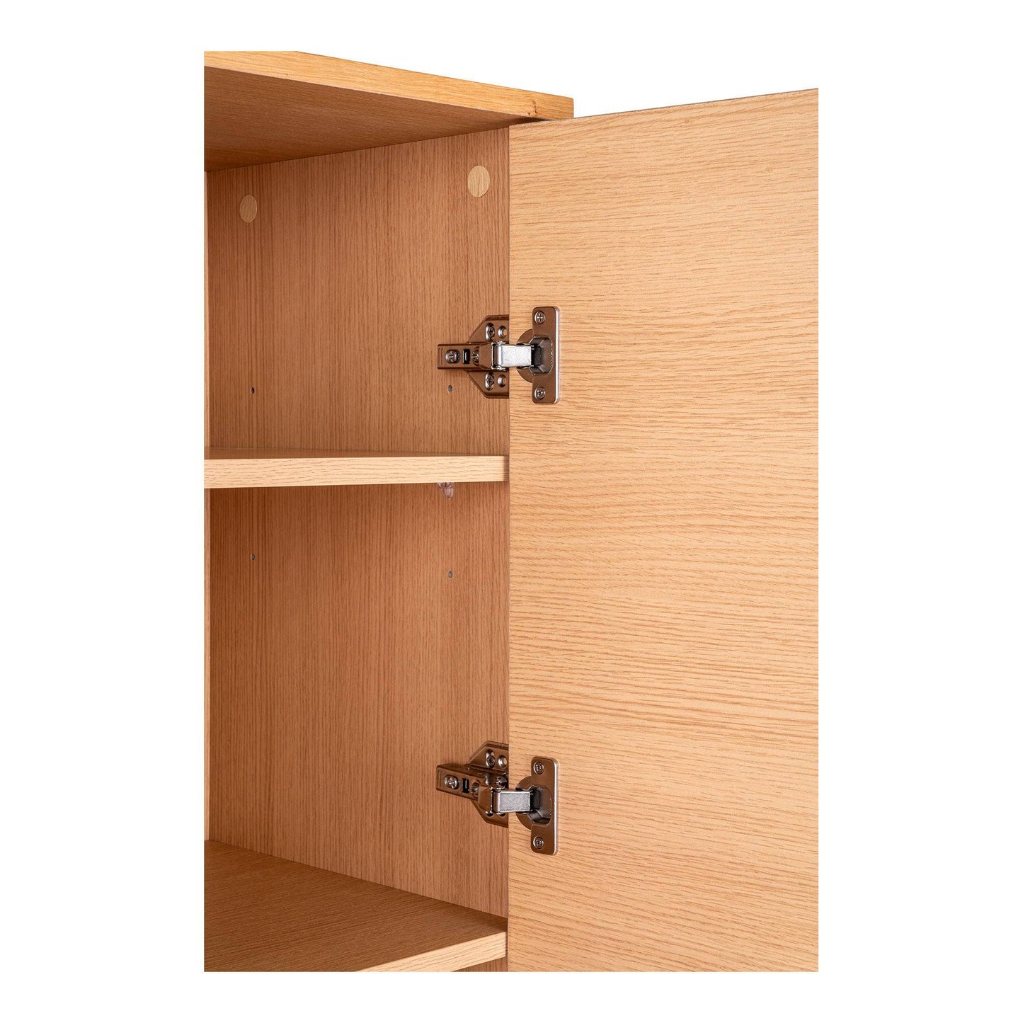  Comoda cu 2 usi, furnir de stejar, natur, picioare metalice negre, detaliu