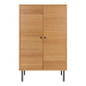 Comoda cu 2 usi din furnir de stejar, cu picioare metalice negre Kyoto 80x40x130 cm