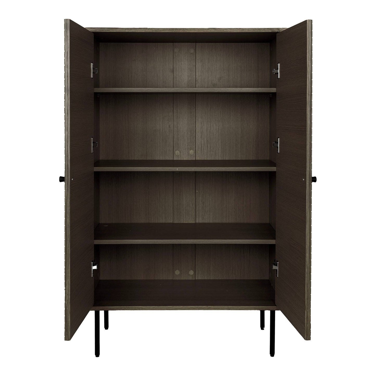 Comoda cu 2 usi, furnir de stejar afumat, picioare metalice negre