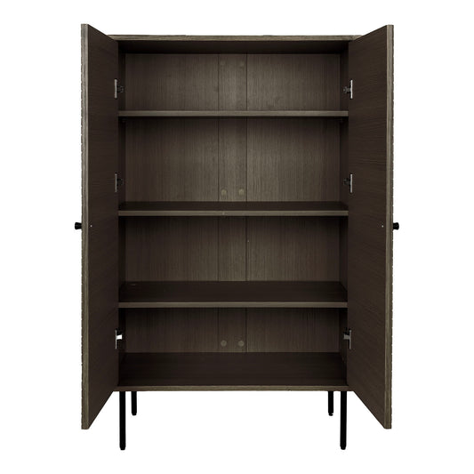 Comoda cu 2 usi, furnir de stejar afumat, picioare metalice negre