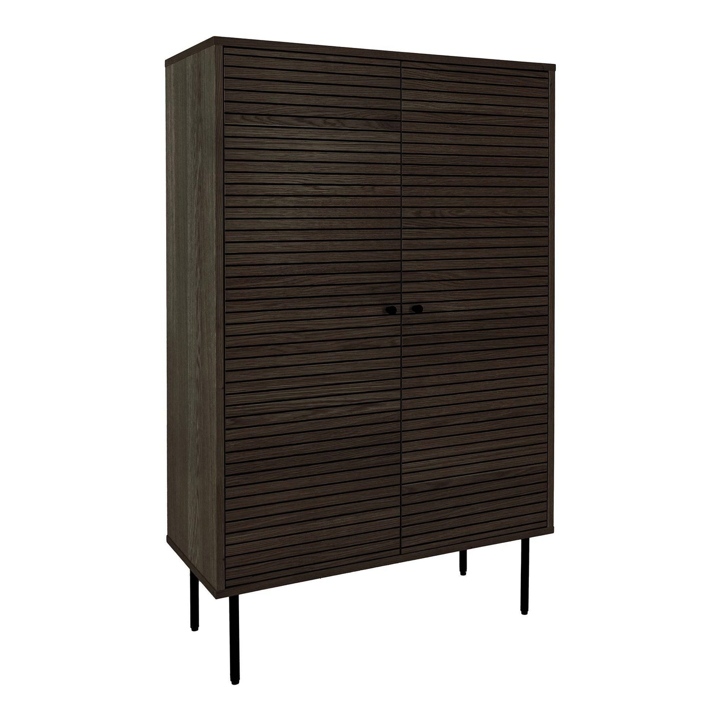 Comoda cu 2 usi, furnir de stejar afumat, picioare metalice negre