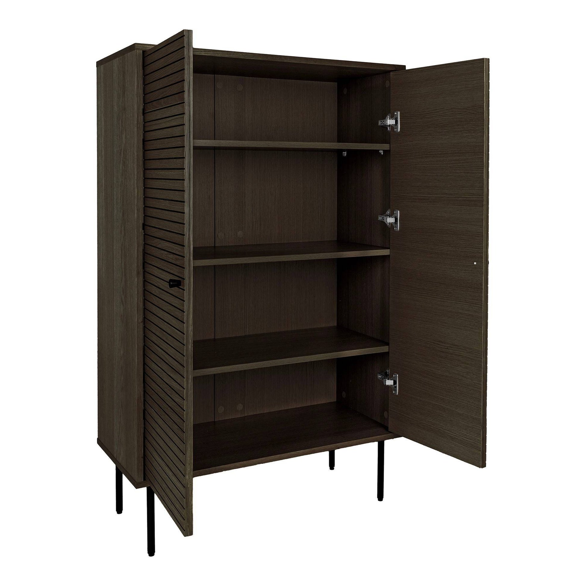 Comoda cu 2 usi, furnir de stejar afumat, picioare metalice negre
