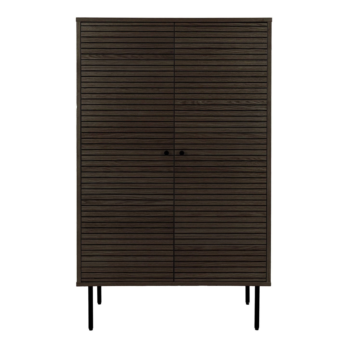 Comoda cu 2 usi, furnir de stejar afumat, picioare metalice negre