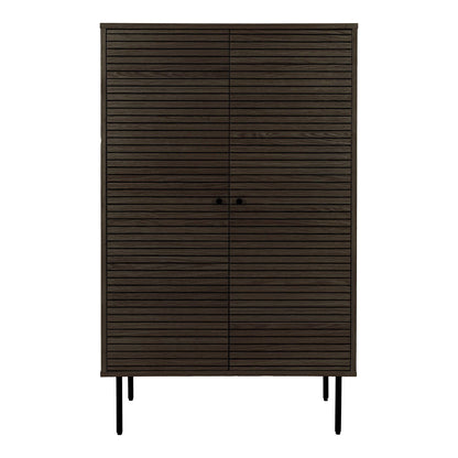 Comoda cu 2 usi, furnir de stejar afumat, picioare metalice negre