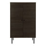Comoda cu 2 usi din furnir de stejar afumat, picioare metalice negre Kyoto 80x40x130 cm