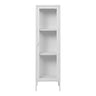 Vitrina ingusta cu 1 usa de sticla, din otel alb Brisbane 40x35x140 cm