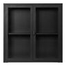 Vitrina suspendata cu 2 usi de sticla, din otel negru Brisbane 80x18x80 cm