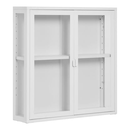 Vitrina suspendata cu 2 usi de sticla, din otel alb