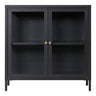 Vitrina cu 2 usi de sticla, din otel negru Dalby 80x35x80 cm