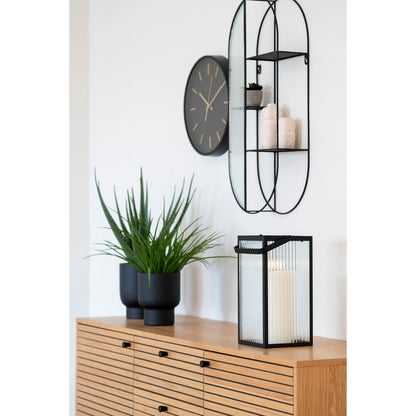  Comoda cu 3 sertare, 2 usi, furnir de stejar, natur, picioare metalice negre, in living scandinav modern
