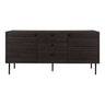 Bufet cu 3 sertare si 2 usi din furnir de stejar afumat, picioare metalice negre Kyoto  150x40x74 cm