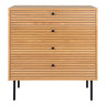 Comoda cu 4 sertare din furnir de stejar, natur, picioare metalice negre Kyoto 80x40x85 cm