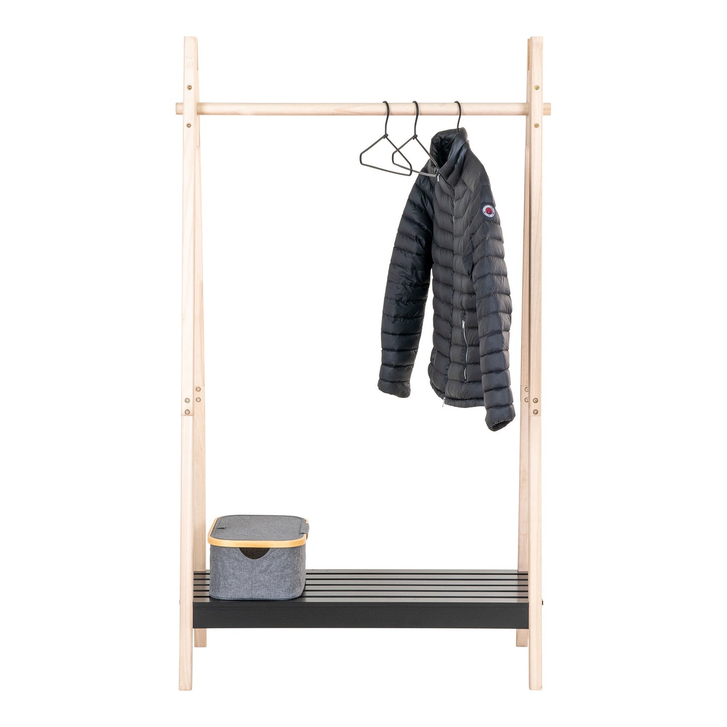  Suport pentru haine din MDF/paulownia, natur/negru