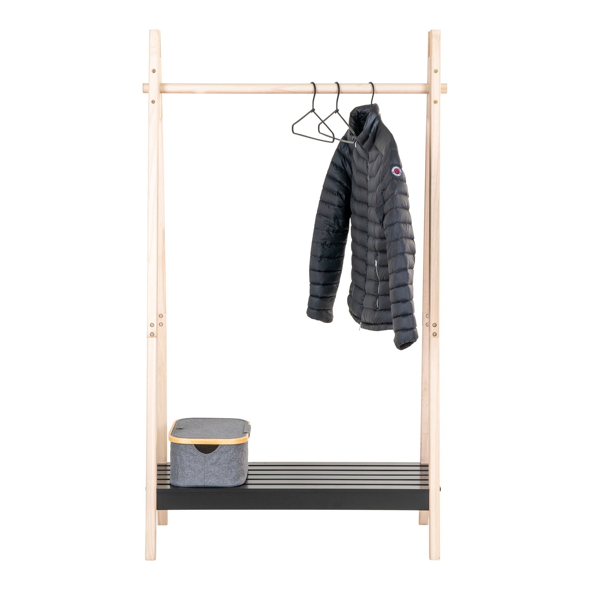  Suport pentru haine din MDF/paulownia, natur/negru