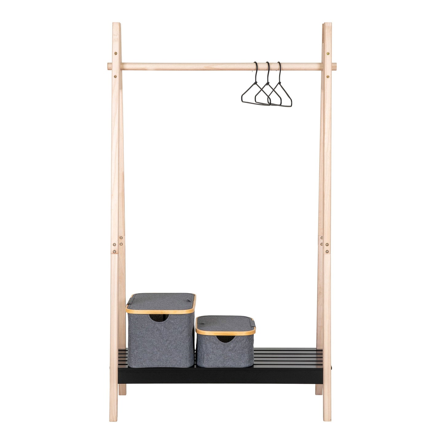  Suport pentru haine din MDF/paulownia, natur/negru