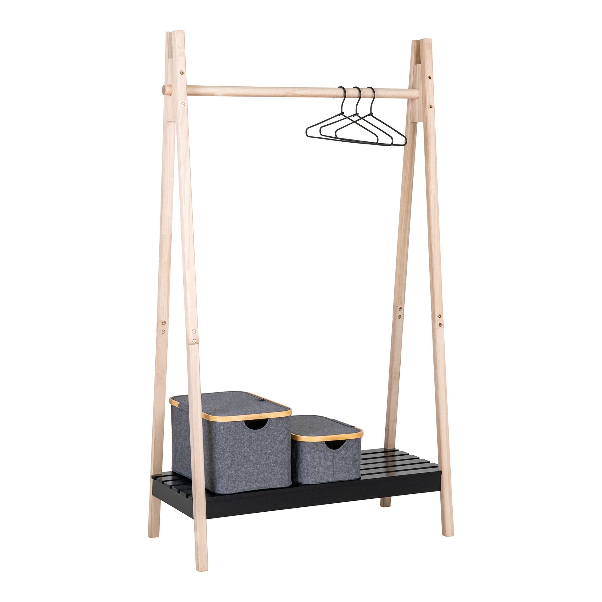  Suport pentru haine din MDF/paulownia, natur/negru