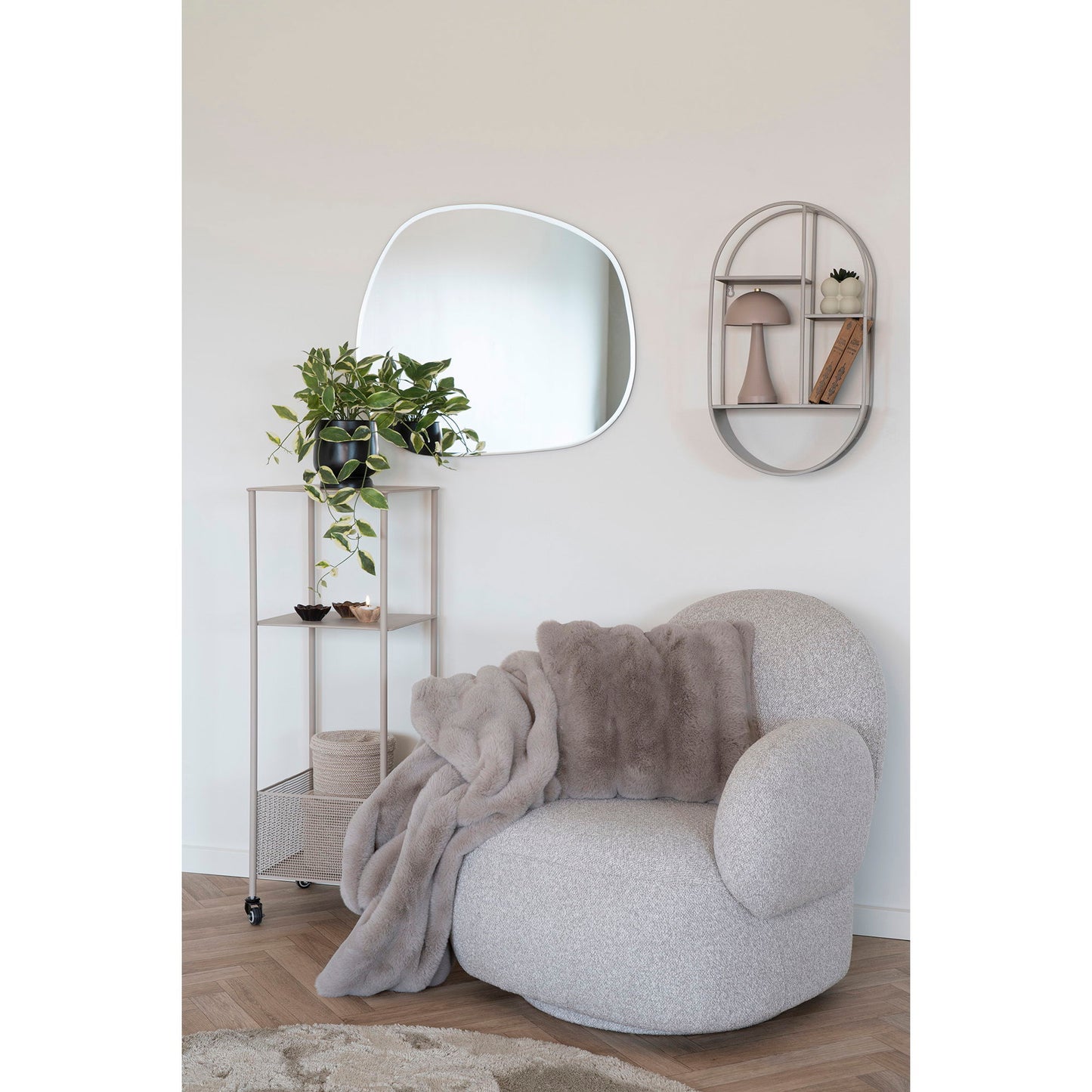 Pled din blana artificiala, gri