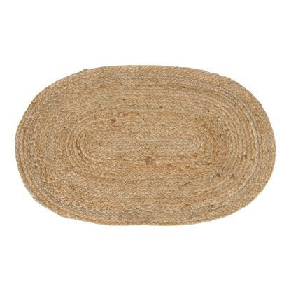 Covoras de usa din iuta impletita, natur, oval 