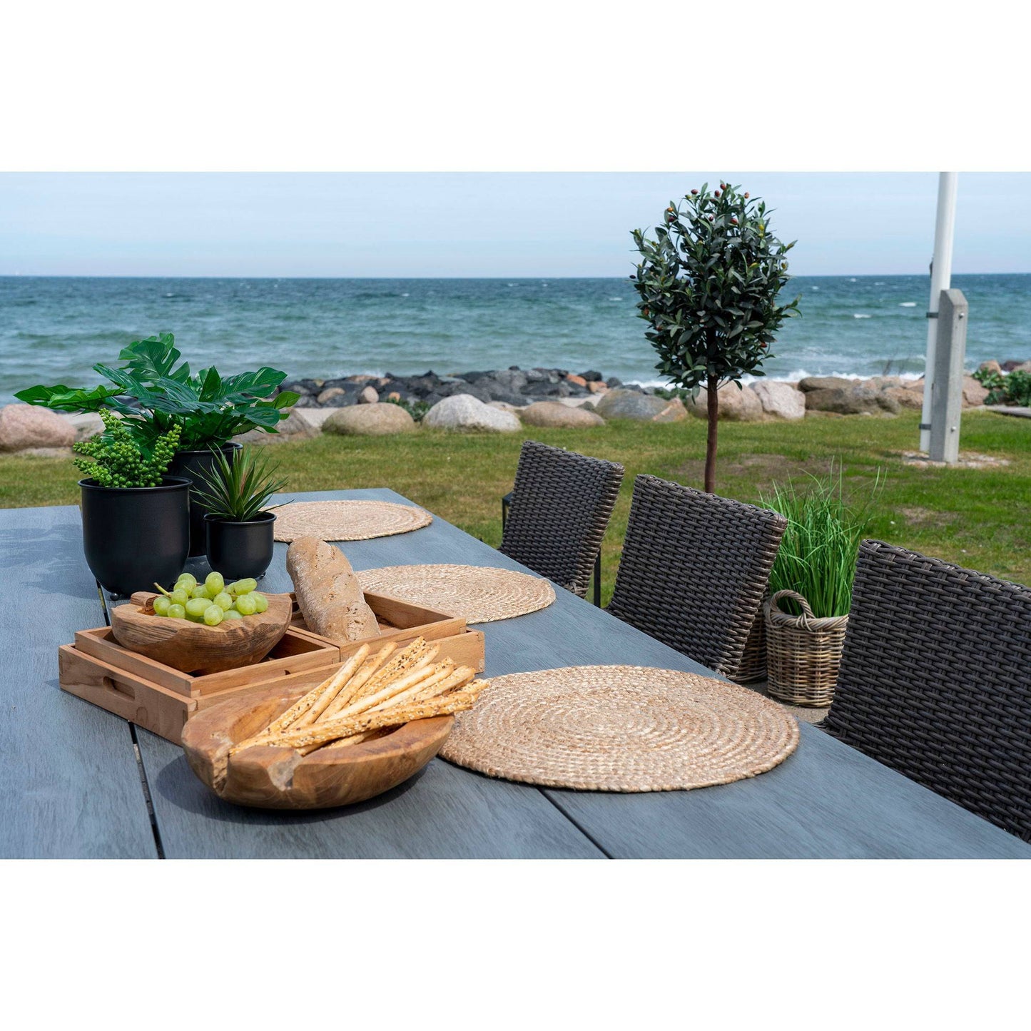 4 Suporturi pentru farfurii din iuta impletita, natur 