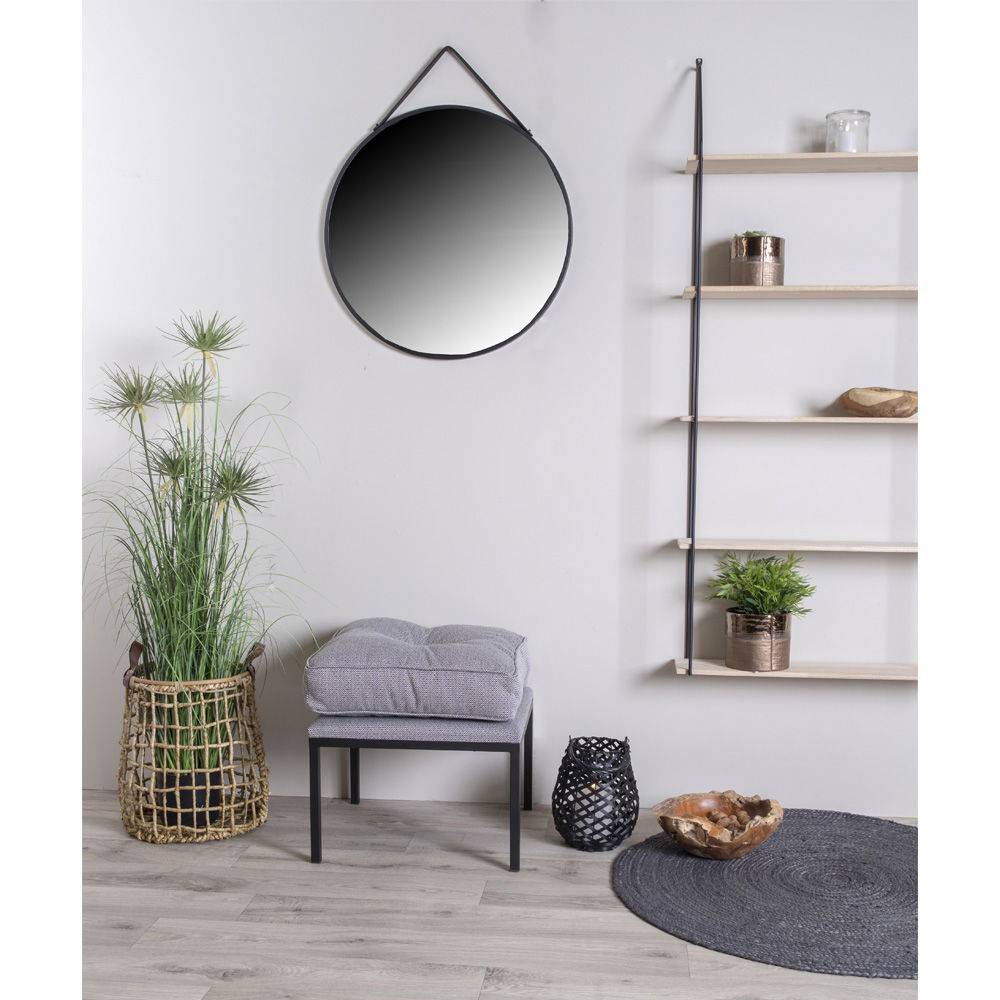 Oglinda din otel/piele artificiala, negru
